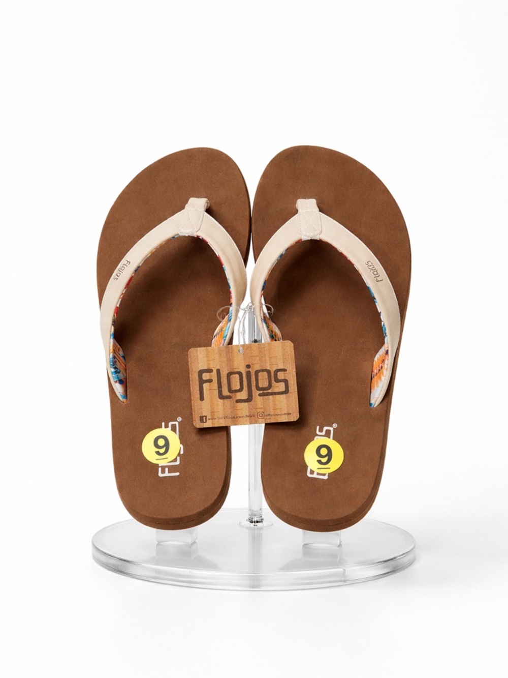 Flojos Women's Cream and Brown Sandals